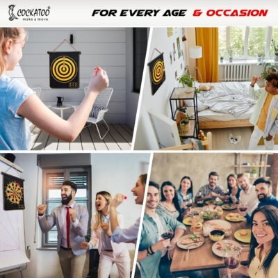 Cockatoo Dual-Sided Magnetic Dartboard – 12 Inch Black | Safe