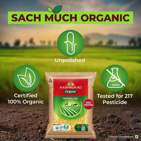 Aashirvaad Organic Moong Dal - 1 Kg - Image 4
