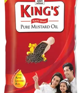 King's Kachi Ghani Mustard Oil Pouch - 1 L