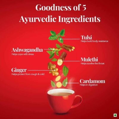 Red Label Natural Care Tea,Chai Made With 5 Ayurvedic Herbs,1 Kg,Ginger Tea
