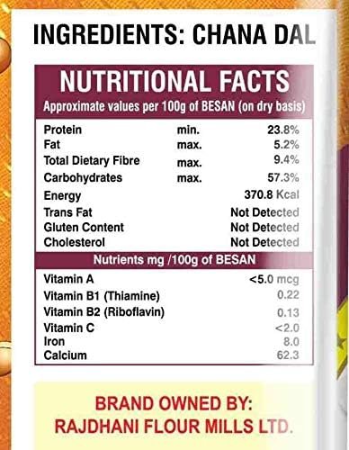 Rajdhani Organic Besan Flour (500g Pack)