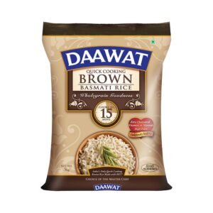 Daawat Brown, Cooks in 15-minute, Full Bran Intact, Fibre-Rich Basmati Rice, 5 Kg