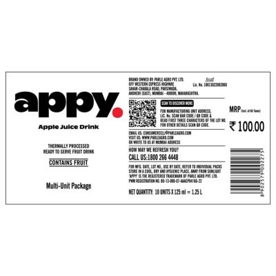Appy Apple Drink 125 ml (Pack of 10)