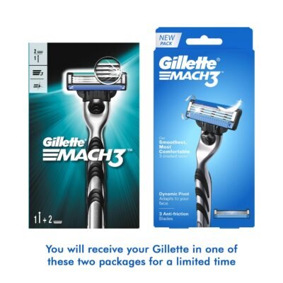 GILLETTE Mach 3 Shaving Razor + 2 Cartridges