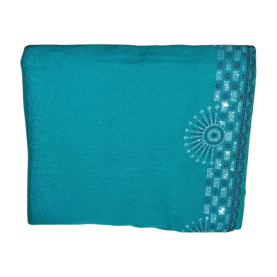 Rainbow styled patch Sky Blue Women's Saree