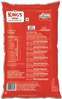 King's Kachi Ghani Mustard Oil Pouch - 1 L