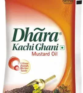 DHARA Kachi Ghani Mustard Oil Pouch (1 L)