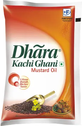 DHARA Kachi Ghani Mustard Oil Pouch (1 L)