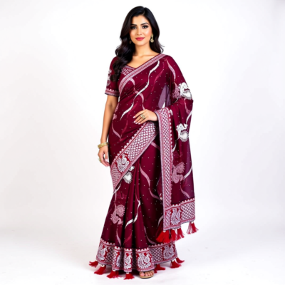 Crime Aesthetic Women's Net Saree