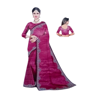 Rainbow style pure fabric Women Stylish Saree