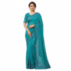 Rainbow styled patch Sky Blue Women's Saree