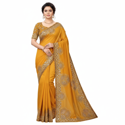 Rainbow dark yellowish Women Stylish Saree