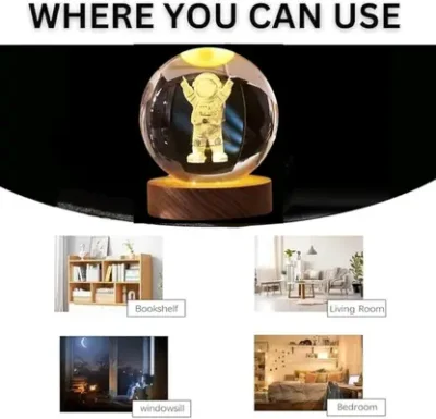 3D Astronaut Crystal Ball LED Lamp