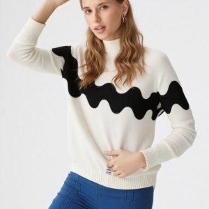 Ladies Pre-winter Striped Slim Fit Ribbed Top