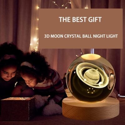 3D Galaxy Saturn Crystal Ball Night Light