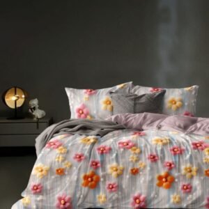 Elegant Grey Floral Bedsheet Set