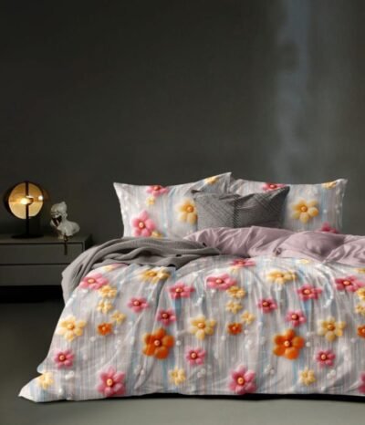 Elegant Grey Floral Bedsheet Set