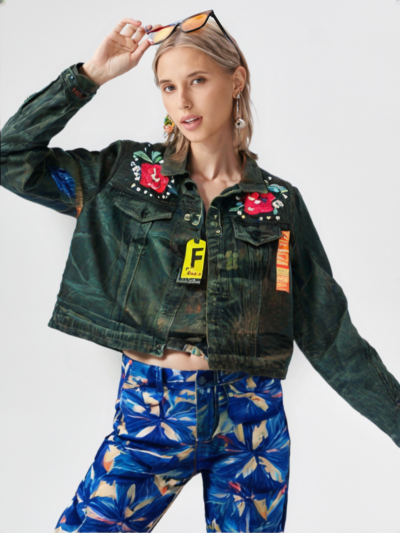 Girls Fancy Denim Jacket | short denim |half sleeves