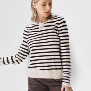 Girls Pre-winter Striped Slim Fit Ribbed Top