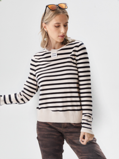 Girls Pre-winter Striped Slim Fit Ribbed Top