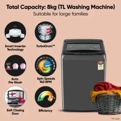 LG 8kg Smart Inverter Washing Machine | Top loading | Fully automatic