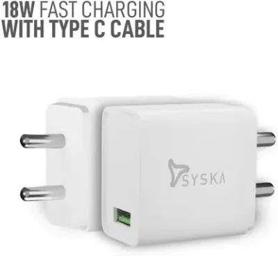 Syska 18W Wall Charger with Detachable Cable