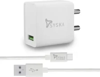 Syska 18W Wall Charger with Detachable Cable