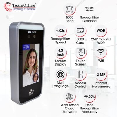 Bio-Park D01 AI | LAN+Wi-Fi Cloud Based Attendance Software  with Dynamic Face Recognition Attendance Device