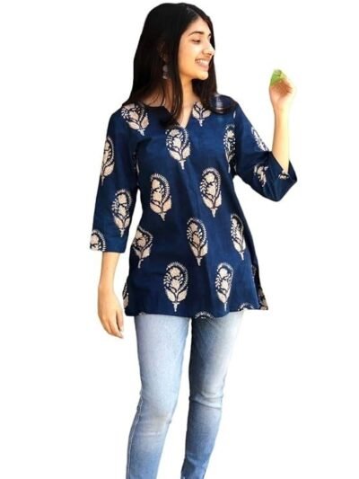 Women's Short Kurti - Wine Rayon Cotton Blend