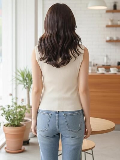 Women’s Sleeveless Polo V-Neck Top