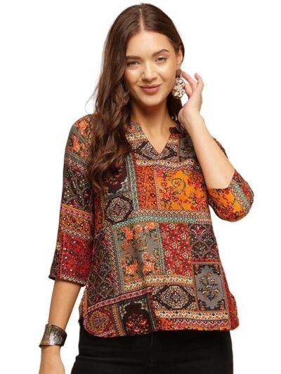 Women's Short Kurti - Rayon Cotton Blend