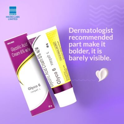 Glyco 6 Glycolic Acid Cream 6% w/w | Exfoliating Face Cream for Acne, Pimples & Dark Spots | Unclogs Pores & Improves Skin Texture | Suitable for...