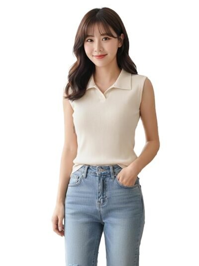 Women’s Sleeveless Polo V-Neck Top