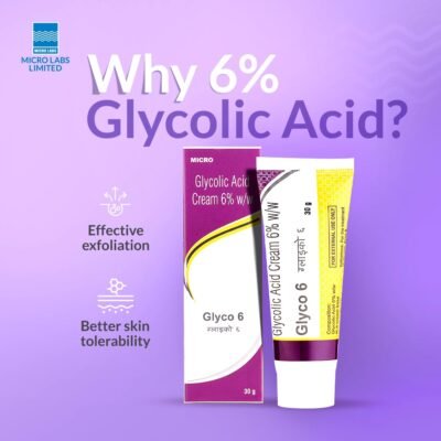 Glyco 6 Glycolic Acid Cream 6% w/w | Exfoliating Face Cream for Acne, Pimples & Dark Spots | Unclogs Pores & Improves Skin Texture | Suitable for...