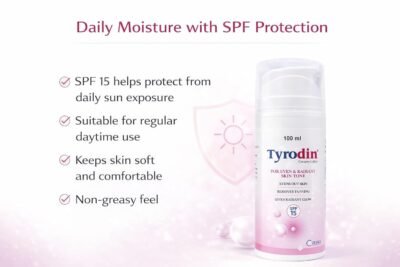 Tyro din Creamy Lotion 100 ml with SPF 15 | Daily Use Body Lotion | Lightweight Moisturizing Formula for Even-Looking Skin Tone | 100% Orignal From Canixa lifesince.