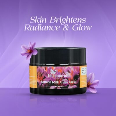 Saffron Milk Glow Facial, Brightening & Anti-Aging Treatment with Niacinamide, Bakuchiol, Natural Enzymes, for All Skin Types